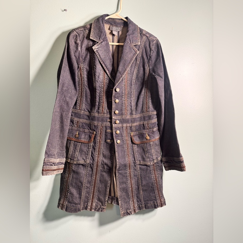 Long Jean jacket size small. Motto your style mantra .